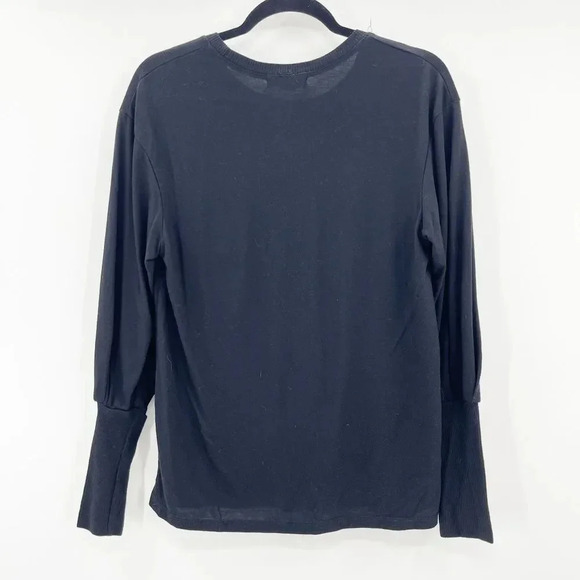 Treassure & Bond Balloon Long Sleeve Top Women's Size M Black Pullover - Picture 2 of 4